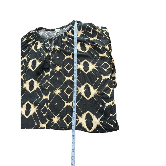 Sundance Blouse Black Tan Lightweight‎ Long Sleeve Boho Bohemian Tassel Small - Picture 12 of 12